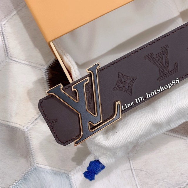 LV專櫃新款男士皮帶 路易威登高端男士腰帶 精緻手工繪邊  jjp1631